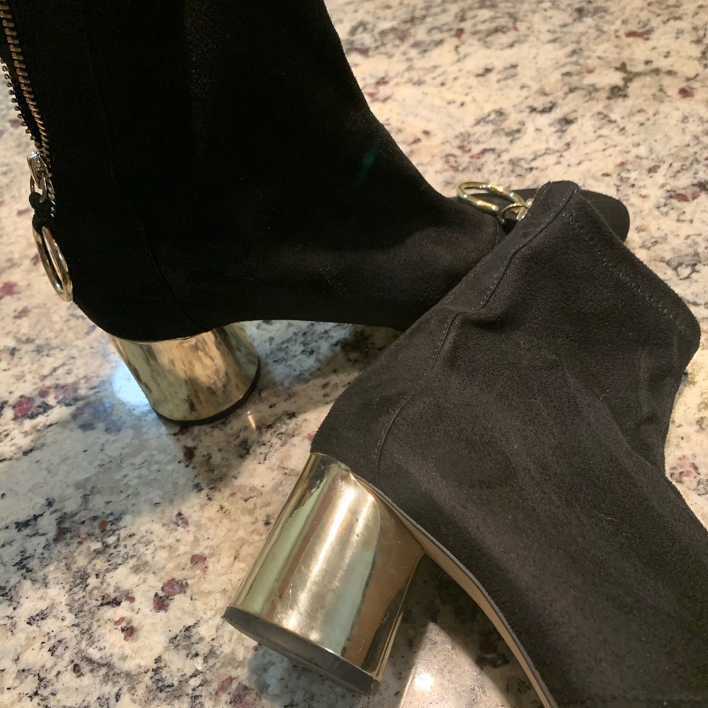 ZARA golden heel boots